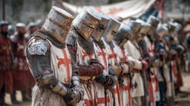 A group of knights pray before the start of a battle asking for strength and courage from God. They are fearless warriors but they still believe in the power of faith and