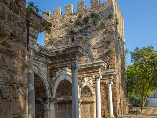 The Arch of ancient times. The famous gate, built in honor of the ancient Roman emperor. The Arc de...
