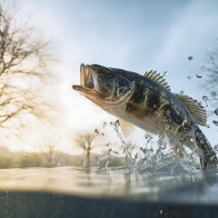 Fish leaping in the water