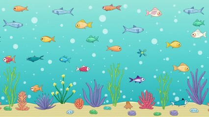 Naklejka premium Underwater Scene with Fish and Coral