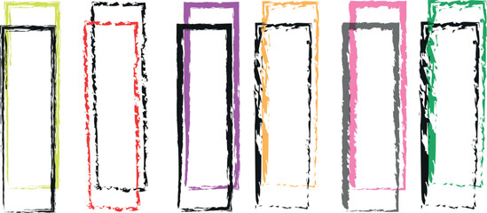 Distressed Colourful Square Overlays Featuring Rough Brush Stroke Borders and Ripped Paper Highlights for Visual Emphasis

