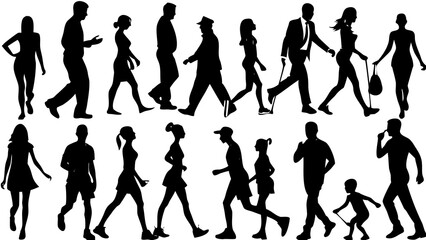 set of silhouettes of people