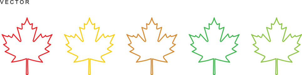 Set of flat maple leaf shape, Canadian maple leaf icon set, icon logo, Vector illustration