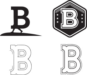 Letter B Logo and Icon Set Vector Illustration with Editable Stroke