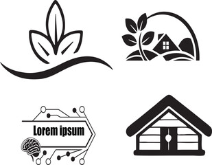 Obraz premium Eco-Friendly, Smart Home, and Technology Logo Icon Set