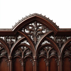 Stunning ornate dark wood Gothic panel featuring intricate carvings and elegant arched designs