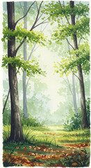 green forest in the morning