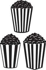 Movie popcorn bucket snack silhouette vector illustration