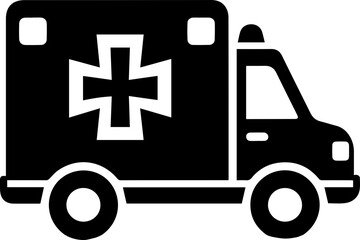 Ambulance Vehicle Icon with Emergency Siren and Medical Cross