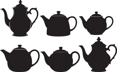 Vintage teapot tea brewing pot silhouette vector illustration