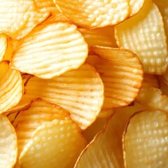 Close-up of delicious ribbed potato chips
