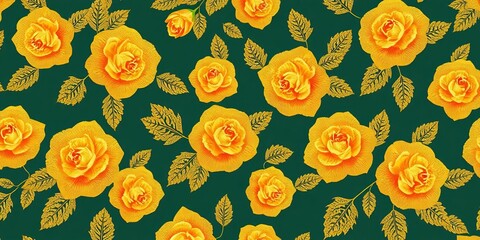 Horizontal seamless pattern of golden lace roses on a vector background, gold pattern, elegant texture