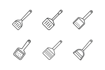 cat litter scoop icon line art vector illustration