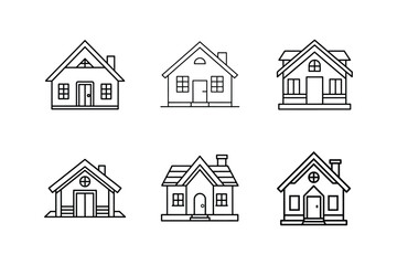 cottage layout icon line art vector illustration