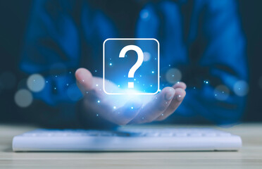 Concept of Business FAQs Question Mark Thinking and Wondering Questions Ideas Success Communication...