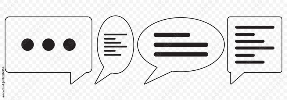 Poster chat bubble icon element for design. chat icon set multiple style collection on transparent backgrou