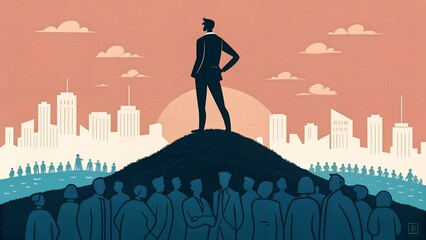 Liadership, difference and standing out of crowd concept. 3D rendered illustration.