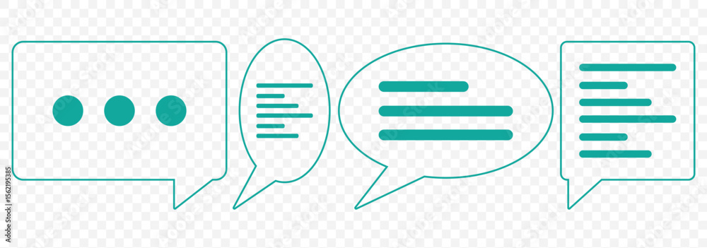 Poster chat bubble icon element for design. chat icon set multiple style collection on transparent backgrou