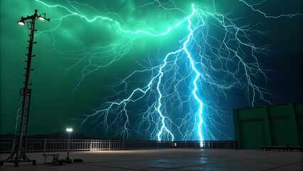 Lightning power overlay on green screen, Electric lightning, Animated bolt strikes, lightning storm, blue light force effect, Blue Lightning flash Thunderbolt isolated on black background.