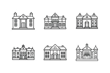 classic mansion blueprint icon line art vector illustration