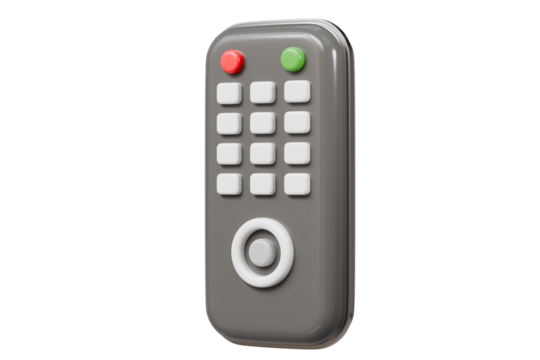 3d Remote Television Control icon. Electronic device, Entertainment digital video media concept. Minimal Cartoon modern remote TV wireless control isolated on transparent background. PNG. 3d render.
