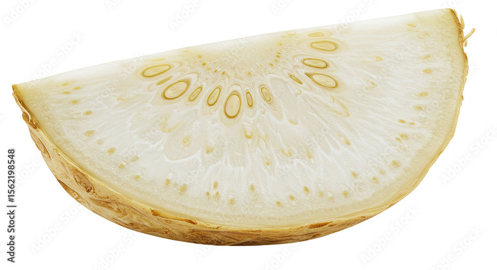 Poster Slice of fresh breadfruit with visible core and radiating inner texture