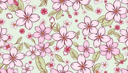 Pastel jasmine floral doodle seamless pattern, stylized sketch texture  , vintage, flowers