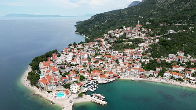 Aerial view of Igrane village, Croatia.