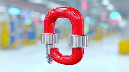 Red clamp, industrial setting