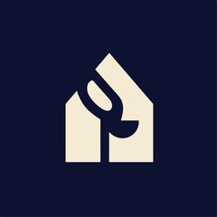 Minimal House Monogram Logo home icon vector illustration