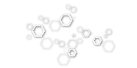 An abstract arrangement of interconnected hexagonal shapes in subtle white and light gray, with soft shadows, creating a minimalist and modern honeycomb-like pattern on a clean white background.
