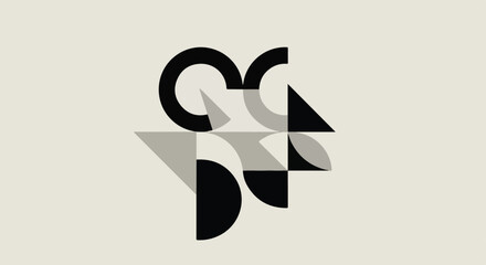Angular Overlapping Shapes Monogram Logo vector illustration of an abstract background