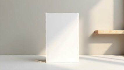 A4 Book Standing on Shelf Against Neutral Wall in Modern Interior
