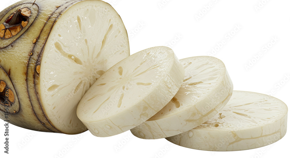 Aufkleber Sliced lotus root displaying its unique pattern and internal structure detail