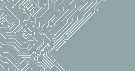 Circuit board electronics digital technology banner. Abstract technology background. Tech futuristic circuit board abstract banner. Vector illustration