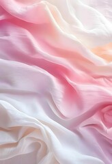 Obraz premium Soft, flowing fabric in shades of pink, peach, and white, creating a delicate, abstract composition.