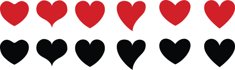 vector illustration of heart, set red heart on the transparent background
