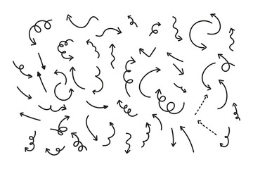 A pattern of doodle arrows each pointing in various directions and with unique handdrawn styling