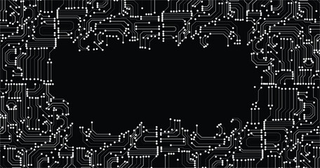 Circuit board electronics digital technology banner. Abstract technology background. Tech futuristic circuit board abstract banner. Vector illustration