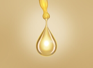 Cosmetic pipette with Cosmetic Essence oil Liquid drop on a white background, 3d rendering