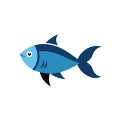 Simple stylised blue fish graphic design suitable for icons