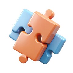 3d interlocking puzzle pieces isolated on white background