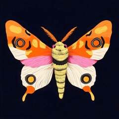 Colorful Butterfly and Moth Illustration Art - Vibrant Insect Artwork with Patterned Wings