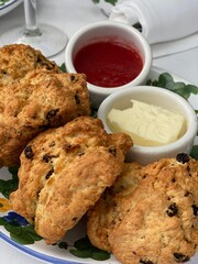 English Scones with Jam and Clotted Cream
