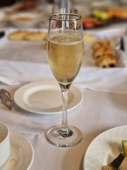 Glass of champagne at afternoon tea