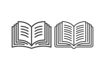 Open books with pages illustrated in simple black line art