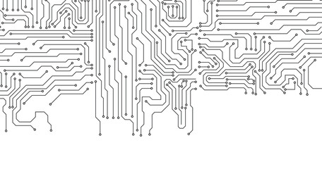 Electronics board. Circuit board electronic hi tech pattern.  abstract computer chip. Black monochrome background. 