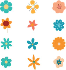  Delightful Doodle Flower Set - Whimsical Blossom Collection