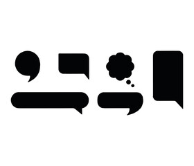 Minimal Speech Bubble Icon Set Vector Collection of Dialogue, Thought, and Message Balloons in Clean Black Line Style