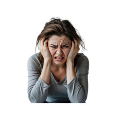 Stressed Woman Holding Her Head in Frustration